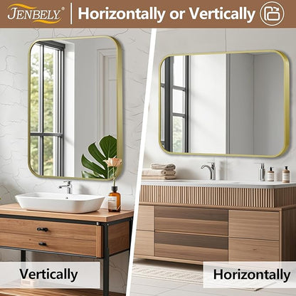 22x30 Inch Gold Mirror, Framed Rectangle Mirror - Image 6