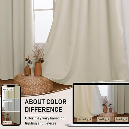 JIUZHEN Ivory Blackout Curtains - Image 7
