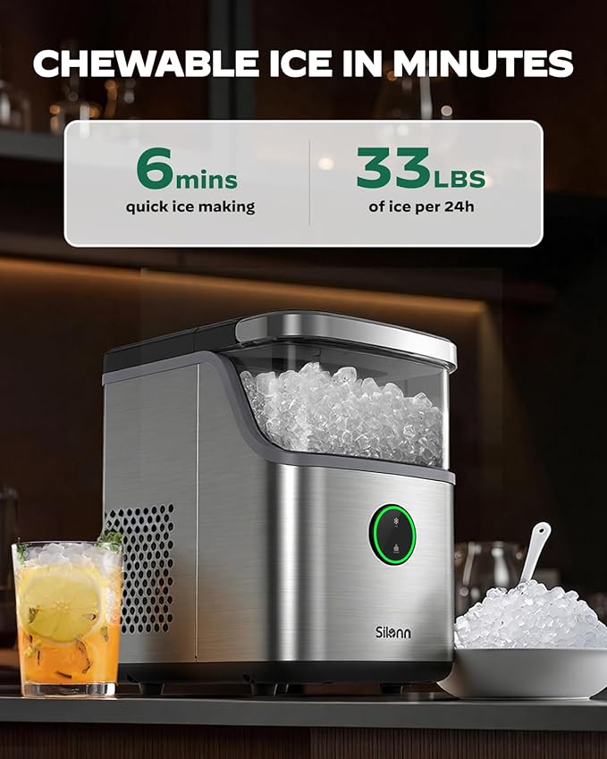 Silonn Nugget Ice Maker Countertop, Ice Basket - Image 5