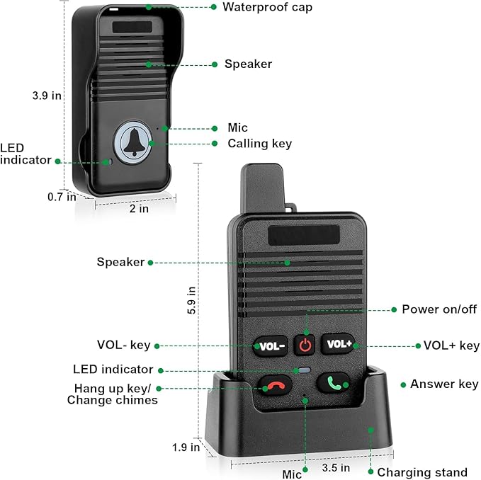 Wireless Door Bell, Full Duplex Long Range Wireless Doorbell, Waterproof 2 Way - Image 4