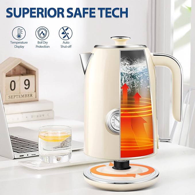 PUKOMC Electric Kettle, 1.7L Stainless Steel Tea Kettle - Image 5