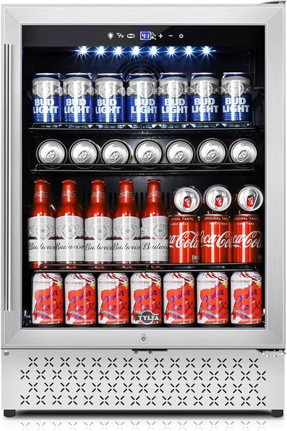 Tylza 24 Inch Beverage Refrigerator, 190 Can Capacity, Glass Door, Advanced by TYLZA