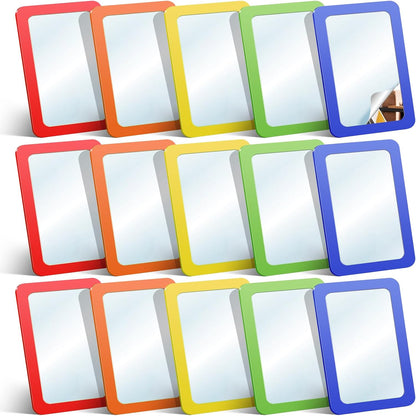 15 Pcs Small Mirrors for Kids 6 x 4 Inch Unbreakable Shatterproof Mirror for Crafts Square Round Corners Double Sided Preschool Facial Expression Classroom Mirror DIY Crafts (5 Bright Colors)