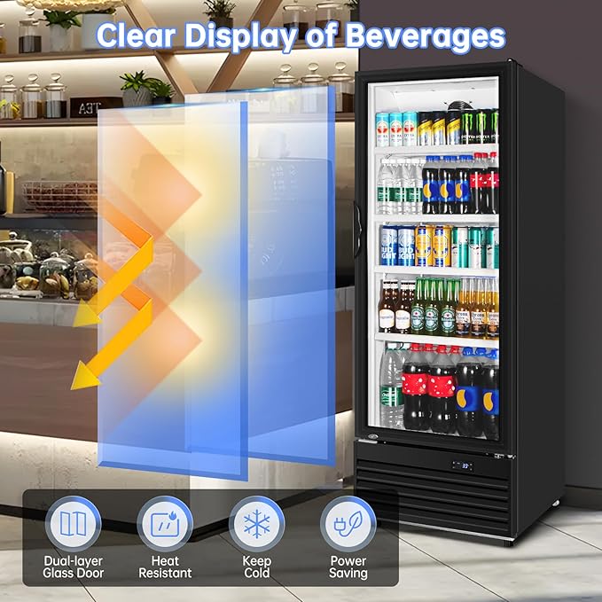 Commercial Beverage Refrigerator, 24.5 Inch 15 Cu. Ft. Drink Fridge, Display - Image 7