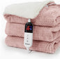Heated Blanket Electric Throw Waffle, 50x60 Inches Sherpa Fleece Fast Heating by blunique