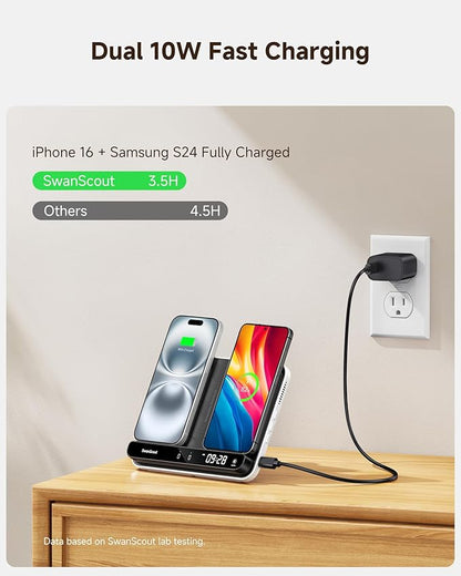 Dual Wireless Charger Stand, SwanScout 504, Foldable Wireless Charging Station - Image 4