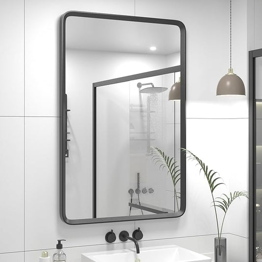 24x36 Black Matte Bathroom Mirror by GOLOMO