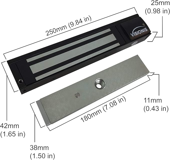 Visionis FPC-5192-BL Black 600lbs Indoor Electromagnetic Lock - Image 2