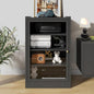 LEVNARY Media Cabinet with Door, AV Media Storage Shelf with Cable Management by LEVNARY
