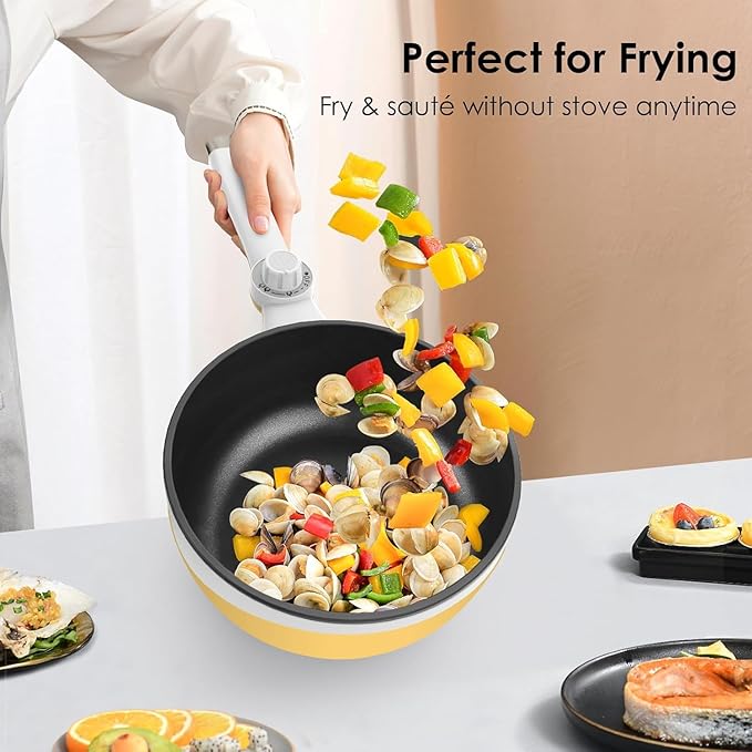 Audecook Hot Pot Electric, 1.7L Mini Electric Skillet Portable Nonstick Sauté - Image 2