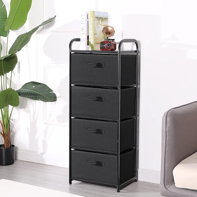 MAX Houser 4 Drawer Fabric Dresser Tall Storage Tower, Dresser Chest - Image 6