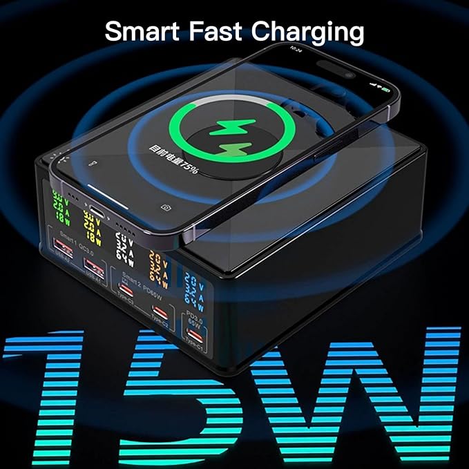 USB Charger Station Multi Port: Desktop 160W Power Fast Charging Hub Wall Block - Image 5