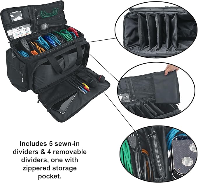 Rockville UT-BAG10 DJ Utility/Cable Bag, 10 Compartments, Padded Straps - Image 4