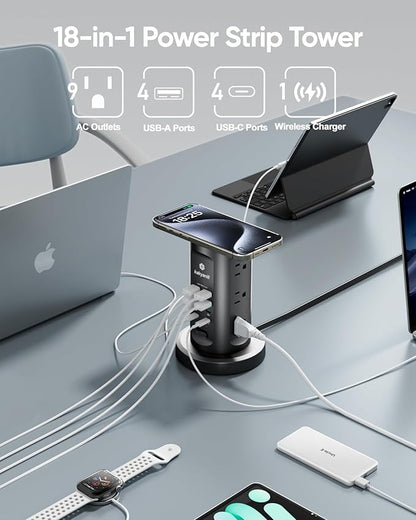 Kakyanill 115W USB Charging Station, Surge Protector Power Strip Tower - Image 2