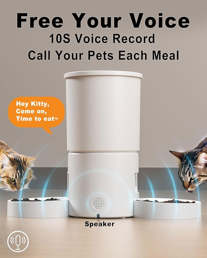 Automatic Cat Feeder for 2 Cats, Dual Bowl Dry Pet Food Dispenser - Image 7