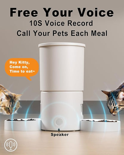 Automatic Cat Feeder for 2 Cats, Dual Bowl Dry Pet Food Dispenser - Image 7