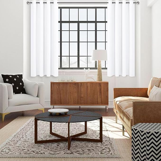 DWCN Pure White Curtains with White Middle Layer, 84 Inch Long 2 Panels - Image 2