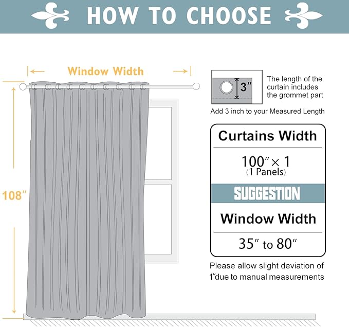 ChrisDowa Room Divider Curtain 108 Inches Long, Wide Blackout Sliding Door - Image 7