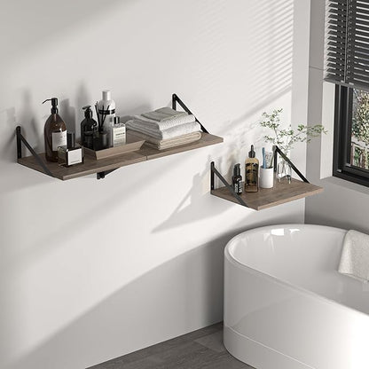 Heimlove Deep Floating Shelves for Wall, 16W x 12D Rustic Grey Wood Wall - Image 7