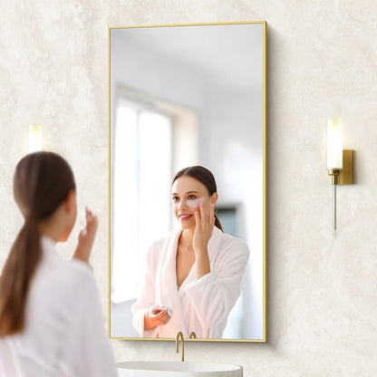 48x24In Gold Bathroom Mirror for Wall, Brushed Gold Rectangle Mirrors - Image 8