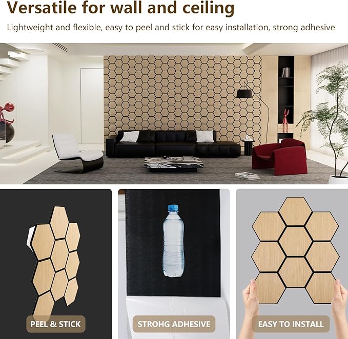 Hexagon Acoustic Wall Panels, Self-Adhesive Sound Absorbing Wall Panel by ARMURO - Image 5