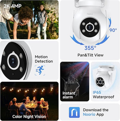 Noorio 2K Security Camera Outdoor 360° Pan/Tilt, Two Way Talk Wired Outdoor - Image 2