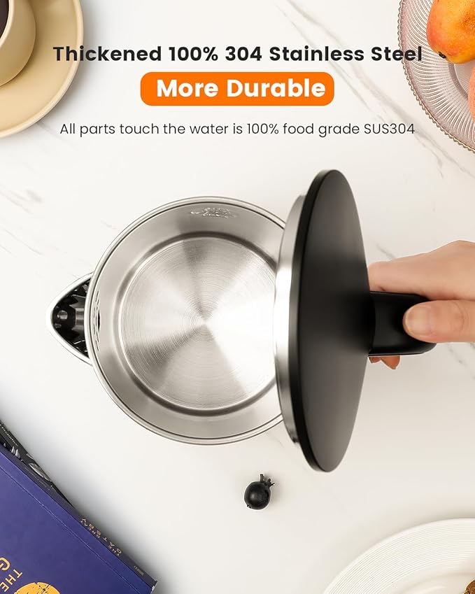 Electric Kettle Stainless Steel, 1.0L Small Water Boiler 1200W Fast Boiling - Image 3