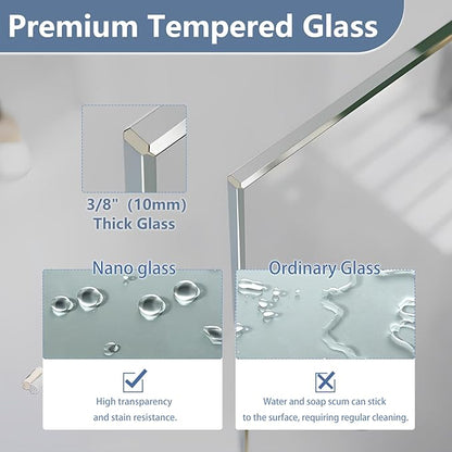35" W x 60" H Bathtub Fixed Glass Panel, 3/8" Tempered Glass - Image 8
