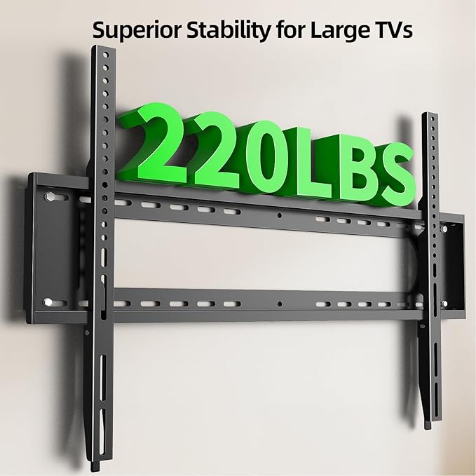 USX MOUNT Fixed TV Wall Mount for 65-120 inch Flat TVs up to 220 Lbs, Low - Image 2