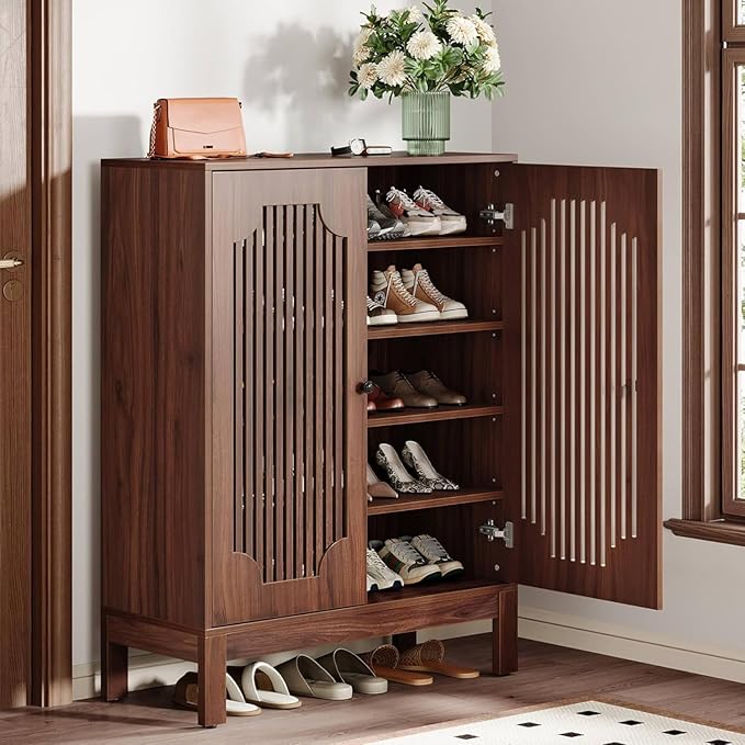 Tribesigns Shoe Cabinet with Doors, 5-Tier Shoe Storage Cabinet with Adjustable - Image 3