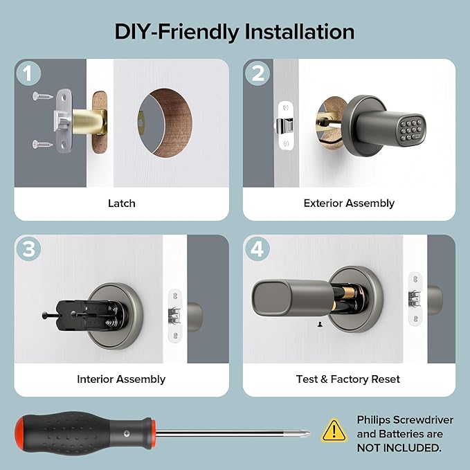 ThorBolt Door Lock Knob with Keypad Keyless Entry Door Knob Electric Coded - Image 6
