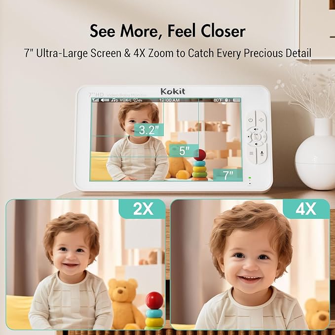 7" 1080P Full HD Video Baby Monitor No WiFi, 100 Hrs 5000mAh Battery Runs 4 Days - Image 2