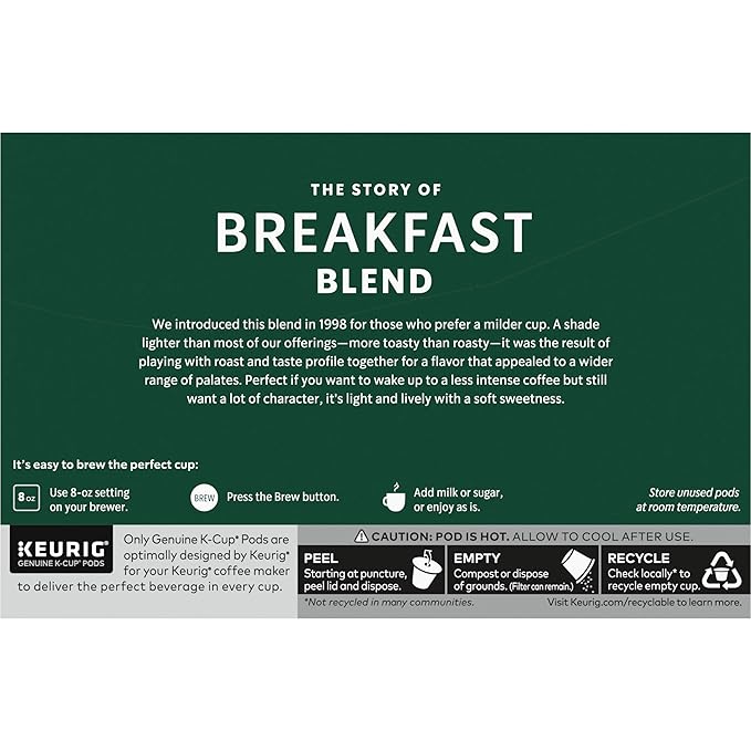 Starbucks K-Cup Coffee Pods, Medium Roast Hot or Iced Coffee, Breakfast Blend - Image 8