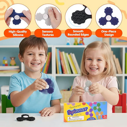 3 PCS Silicone Fidget Spinners, Sensory Toys - Image 3