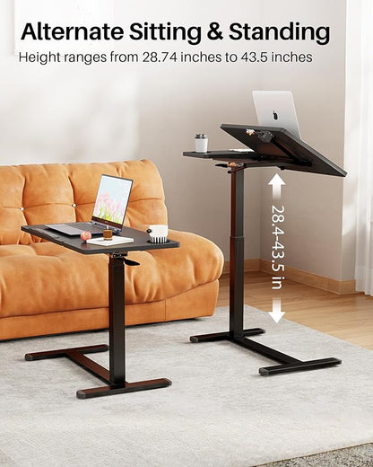 Overbed Table with Wheels, Pneumatic Height Adjustable Overbed Bedside Table - Image 3