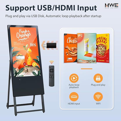 QIXZOCV MWE 32 Inch Digital Signage Display, Portable LCD Digital Kiosk - Image 4