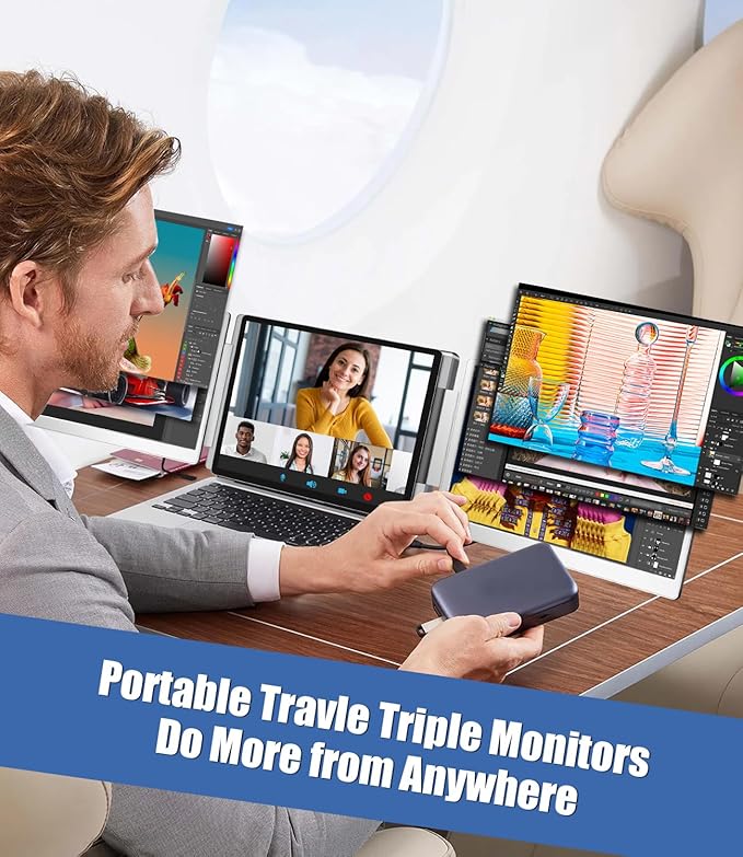 15.6" Laptop Screen Extender, Left Screen 360° Flip Triple Screen Monitor - Image 9