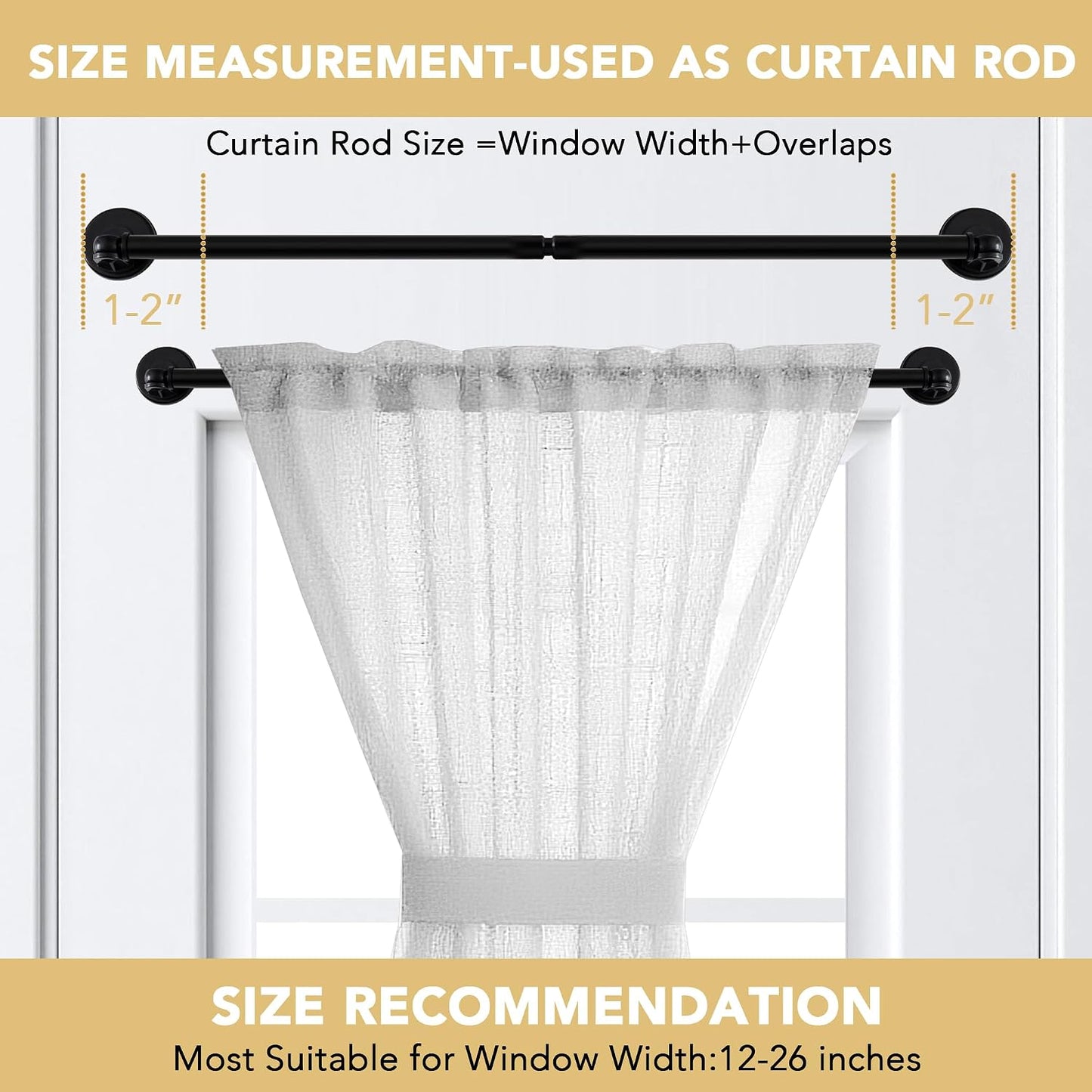 H.VERSAILTEX 1 PACK Magnetic Curtain Rods for Metal Doors 16" to 28", 1/2 Inch Diameter Adjustable French Door Curtain Rod for Classroom Whiteboard Magnetic Cafe Rod Towel Bar Holder, Black