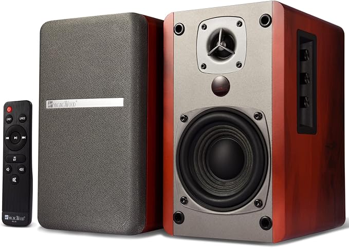 SINGING WOOD BT27 Active Powered Bluetooth Bookshelf Speakers by SingingWood