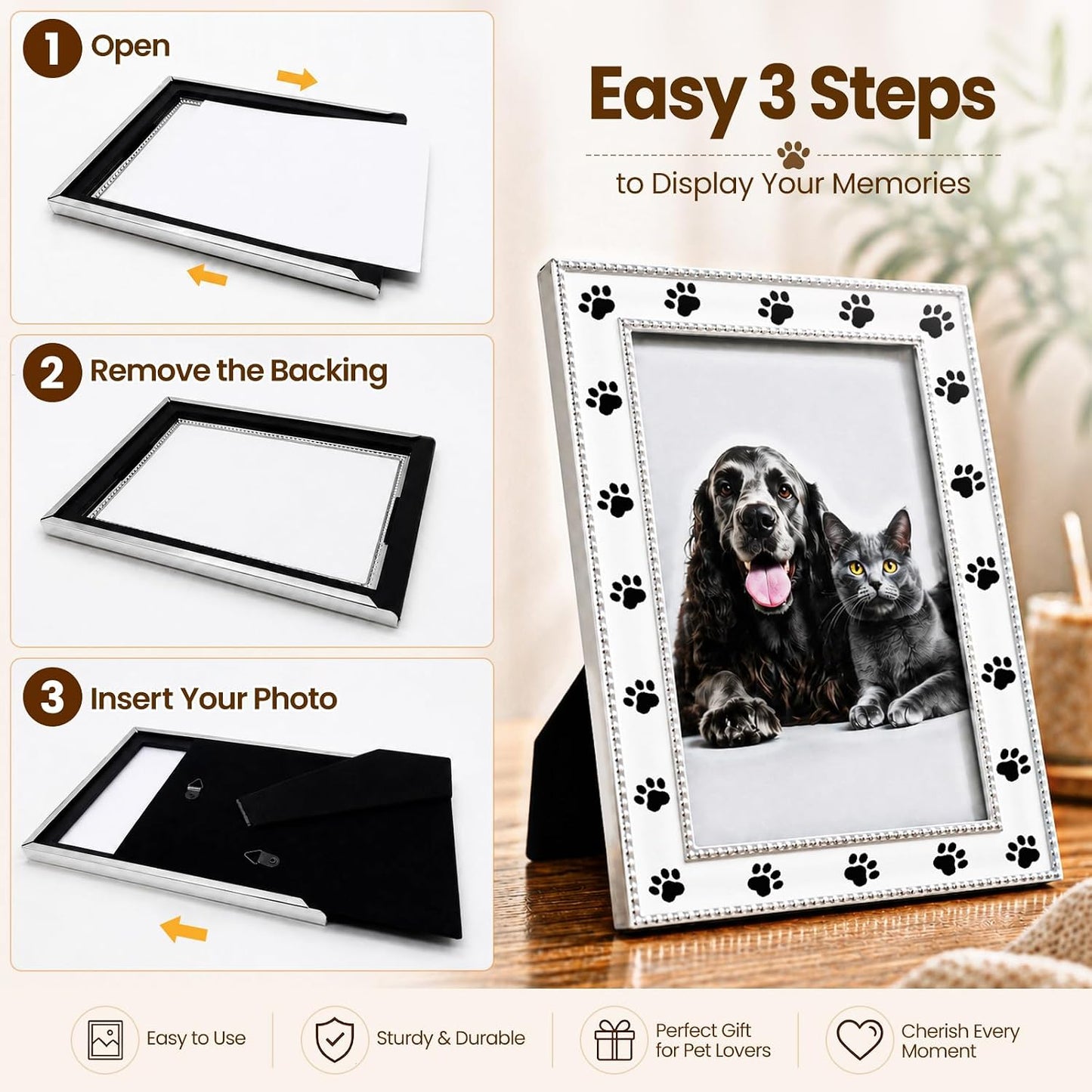Dog Picture Frame - 4x6 Metal Cute Picture Frames,Pet Memorial Gifts for Dogs Perfect for Home Decor, Office Desk & Gifting to Pet Lovers