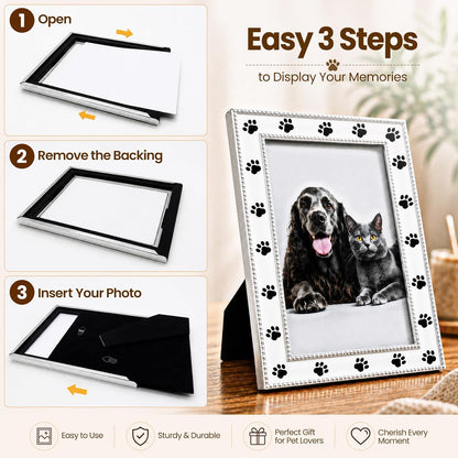Dog Picture Frame - 4x6 Metal Cute Picture Frames,Pet Memorial Gifts for Dogs Perfect for Home Decor, Office Desk & Gifting to Pet Lovers