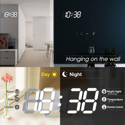 KOSUMOSU 3D LED Digital Wall Clock, Large Display Table/ Desk Clock - Image 2