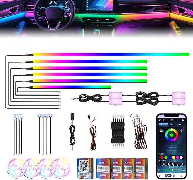 2026 Upgraded Car Ambient Lighting Kits Dreamcolor Acrylic Interior Car LED by AMKI