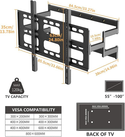 unho Heavy TV Wall Mount for 55 65 75 85 86 95 98 100 Inch TVs up to 264 lbs - Image 3