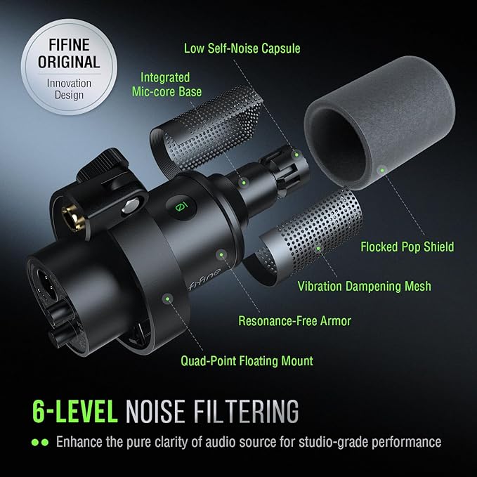 FIFINE Dynamic Microphone, XLR/USB Podcast Recording PC Microphone - Image 5