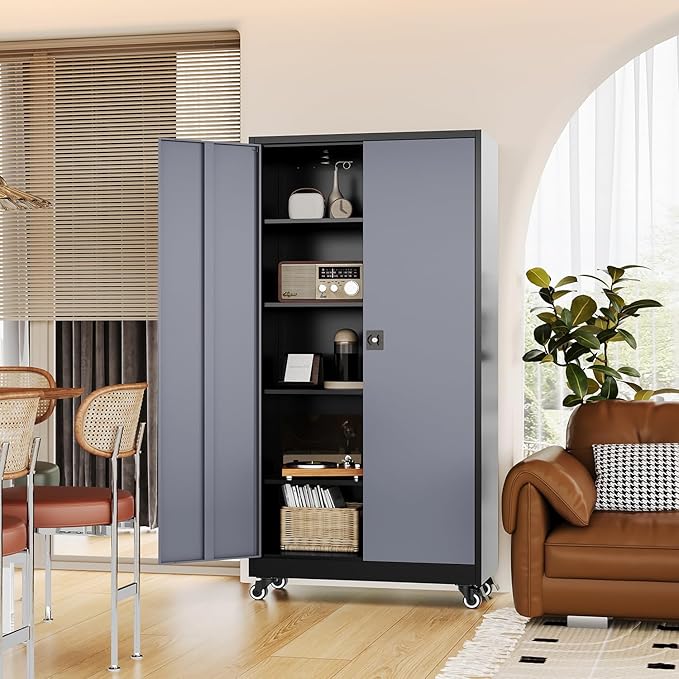 Metal Rolling Storage Cabinet-74.6” Tall Steel File Cabinets - Image 8