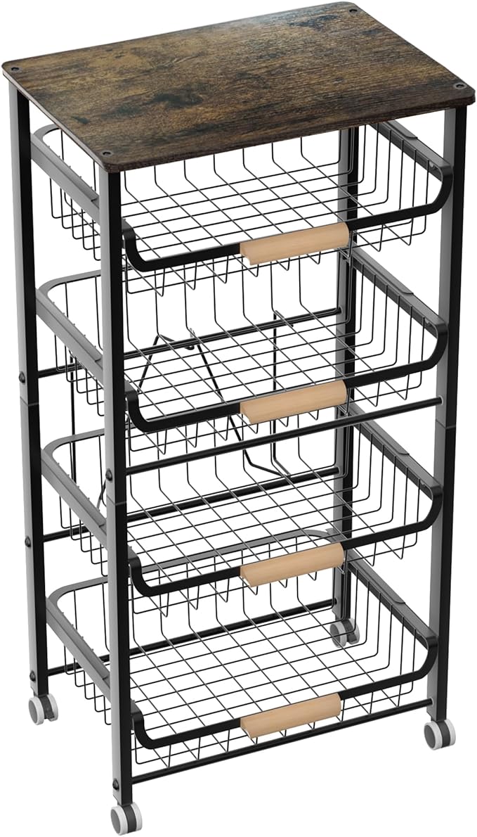 5-Layer Fruit Basket Kitchen Food Organizer and Rack, Stackable Storage Cart by NiuYichee