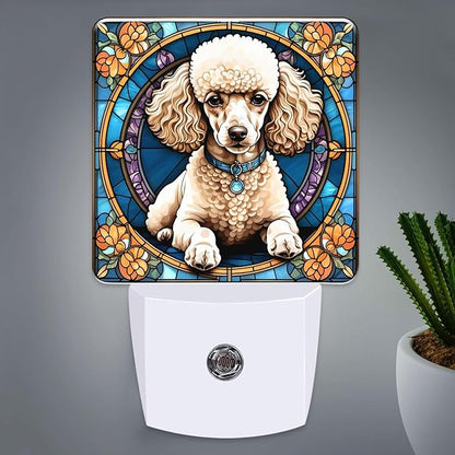 PODMemory Poodle Stained Glass Night Lights Plug into Wall by PODMemory