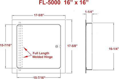 Premier 16x16 Universal Steel Flush Access Panel Door w/Keyed Cylinder Latch - Image 4