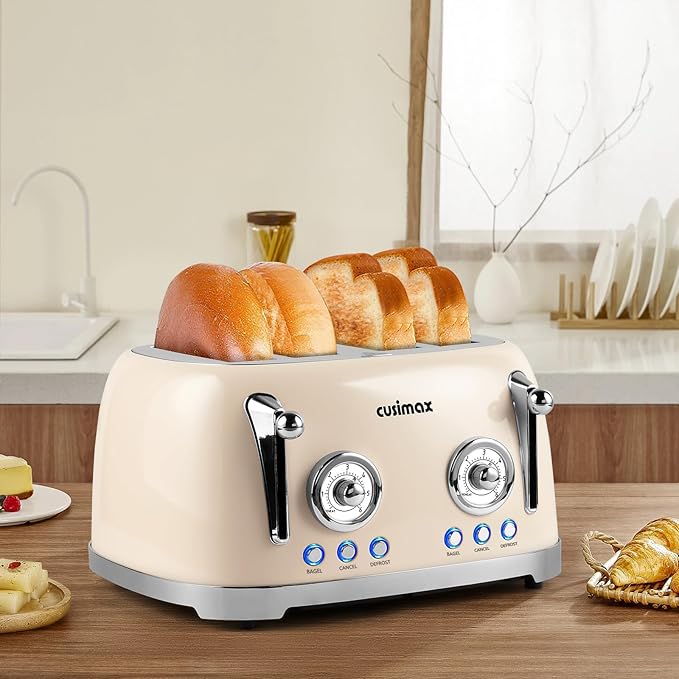 CUSIMAX Toaster 4 Slice, Retro Toaster - Image 2